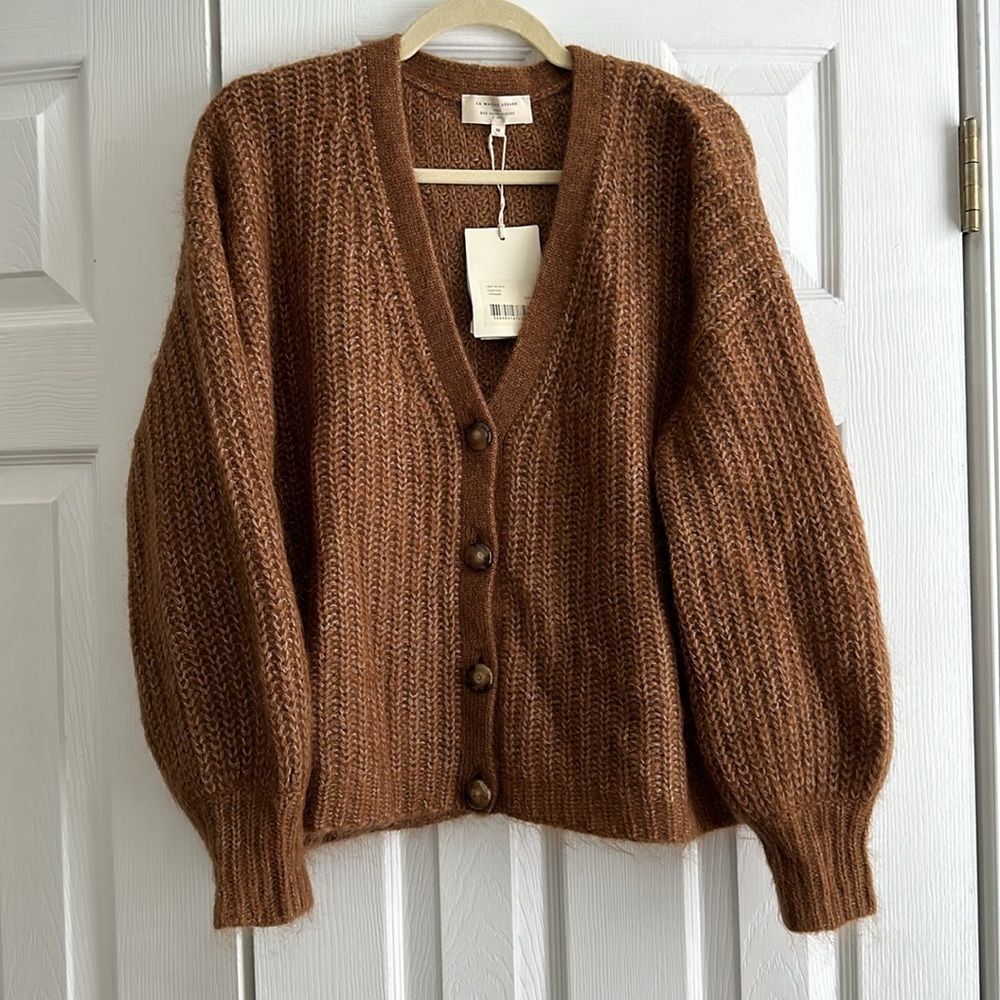 Sezane Warm Brown Knit Cardigan - Picture 7 of 8